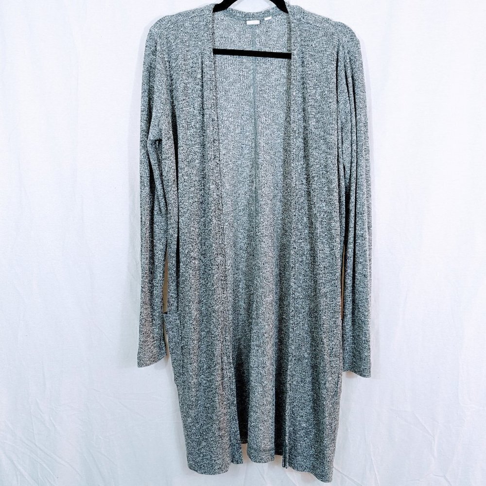 Gap Gray & White Ribbed Long Cardigan Sweater Size XS